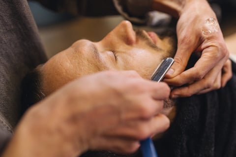Professional straight razor shave